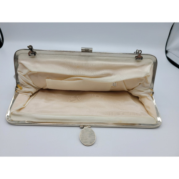 Vintage 1960's Handbag Clutch Silver Chain Strap Coin Purse - Picture 9 of 9